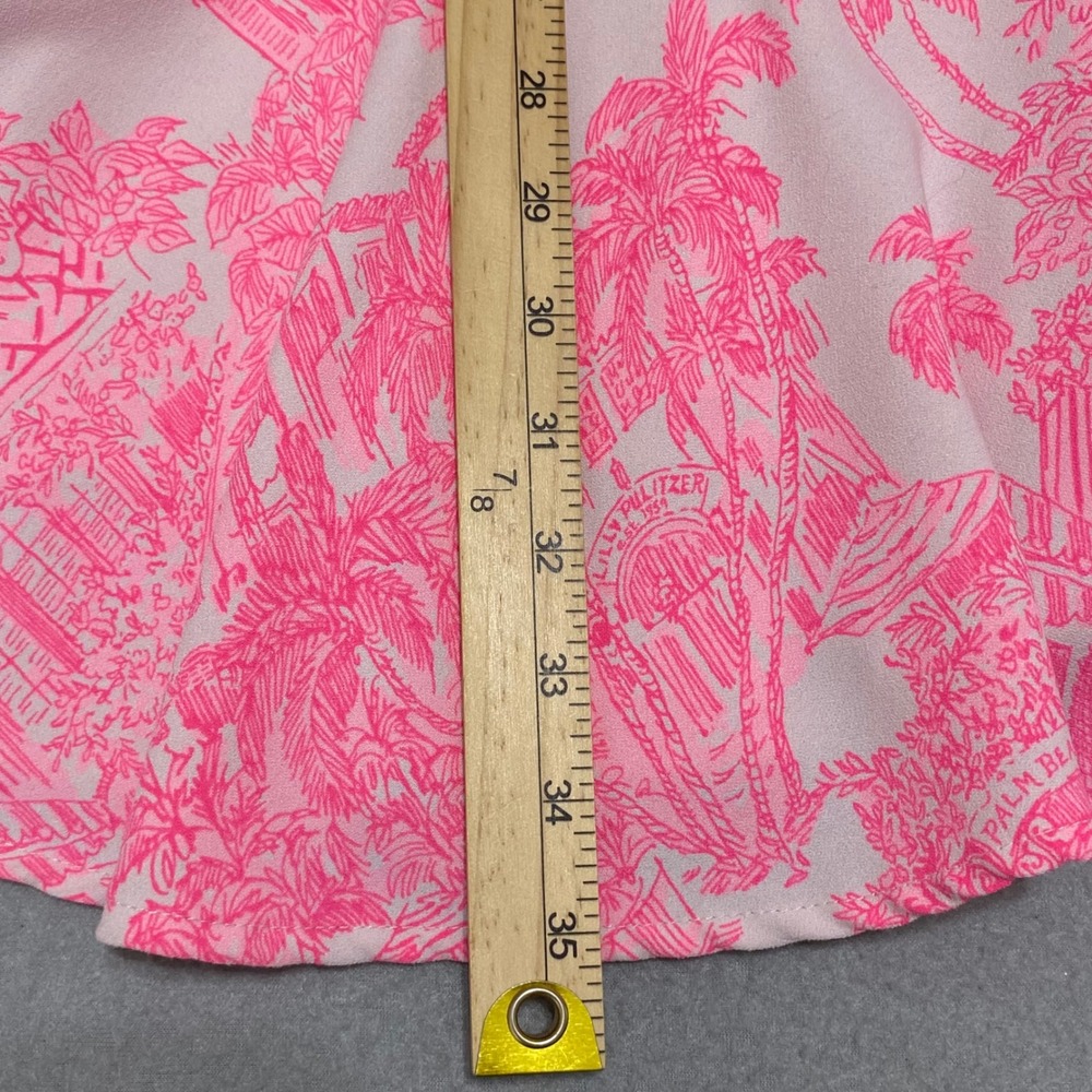 Lilly Pulitzer Pink Tropical Toile One Shoulder Ruffle Mini Dress Size 16 015873 - Picture 5 of 12